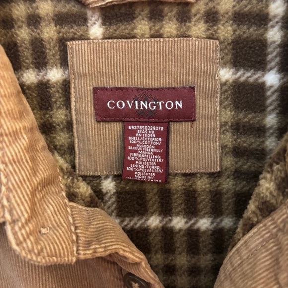 Covington Brown Corduroy Jacket Fleece Lining L Button Down Outdoor Chore Camp - Picture 3 of 9